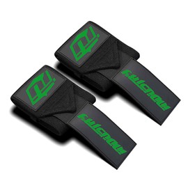 Team Industry Wrist Wraps - No Thumb Loop Lifting Straps - Wrist Straps For Men & Women. Gym, Crossfit, Power Lifting, Body Building, Weightlifting, Deadlift (Black/Neon Green Logo, 16")
