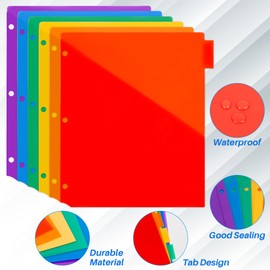 Binder Dividers with Tabs and Pockets - 6 Pack Plastic Dividers with Front Pockets Pocket Dividers for 3 Ring Binder Multicolor Tab Dividers with Pockets Binder Dividers with Pockets for Office School