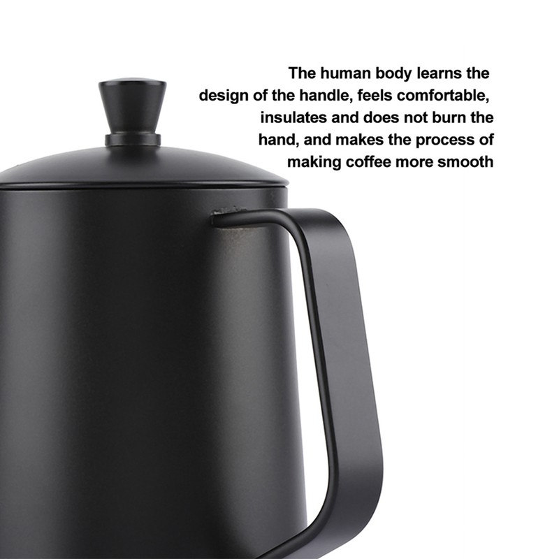 550ml Stainless Steel Long Gooseneck Coffee Pot Kettle with Lid