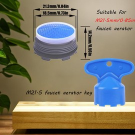 4PCS Faucet Aerator and 1PCS Faucet Aerator Key, 21.5mm Water Saving Flow Restrictor Set Replacement Parts for Kitchen High Speed Bathroom Sink Aerator (1.8GPM)