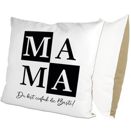 glitzertassen.de® | Mama du bist einfach die Beste | Cushion with Saying | Gift | Mother's Day | Cushion with Print | Love | Decorative Cushion | Photo Cushion | Cuddly Cushion | White/Mocha