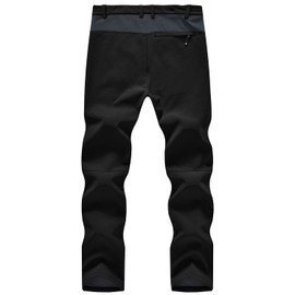 JHMORP Men's Winter Hiking Snow Ski Pants Waterproof Softshell Fleece Lined Insulated Work Pants 4 Pockets (Black,CA 30)
