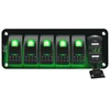 FXC 12V 24V DC 5 Gang Rocker Switch Aluminum Panel