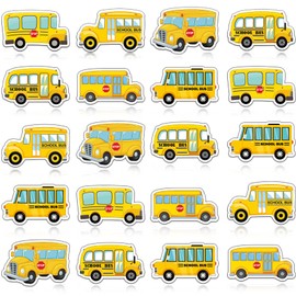 Junkin 480 Pcs School Bus Stickers Album Cute Bus Stickers Party Favors Bulk Cartoon Transportation Wheels Crafts Kit for Kids Art DIY Toys Back to School Supplies Kids Game Prize Rewards(Yellow)