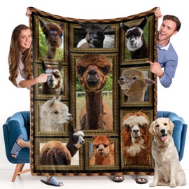 Alpaca ​Blanket - Fleece Throw Blanket for Couch Super Soft Cozy Bed Blanket Lightweight Plush Fuzzy Blankets and Throws for Sofa, Twin Size 60 x 80 Inch, Gift for Animal Lover