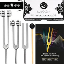 LOTS OF ZEN Tuning Forks for Healing Set (128Hz, 256Hz, 512Hz)  Essential Yoga and Meditation Accessories & Sound Therapy Devices
