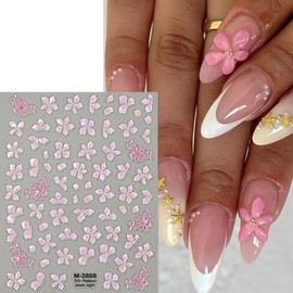 Flower Nail Sticker for Nails Art 3D Self-Adhesive Hibiscus Nail Decals Summer Flowers Nail Charm Stickers DIY Manicure Decoration Supplies for Women and Girls Daily Wear Nails