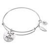 Sterling Silver Love Music Heart Feather Dangle Charm Expandable Bangle