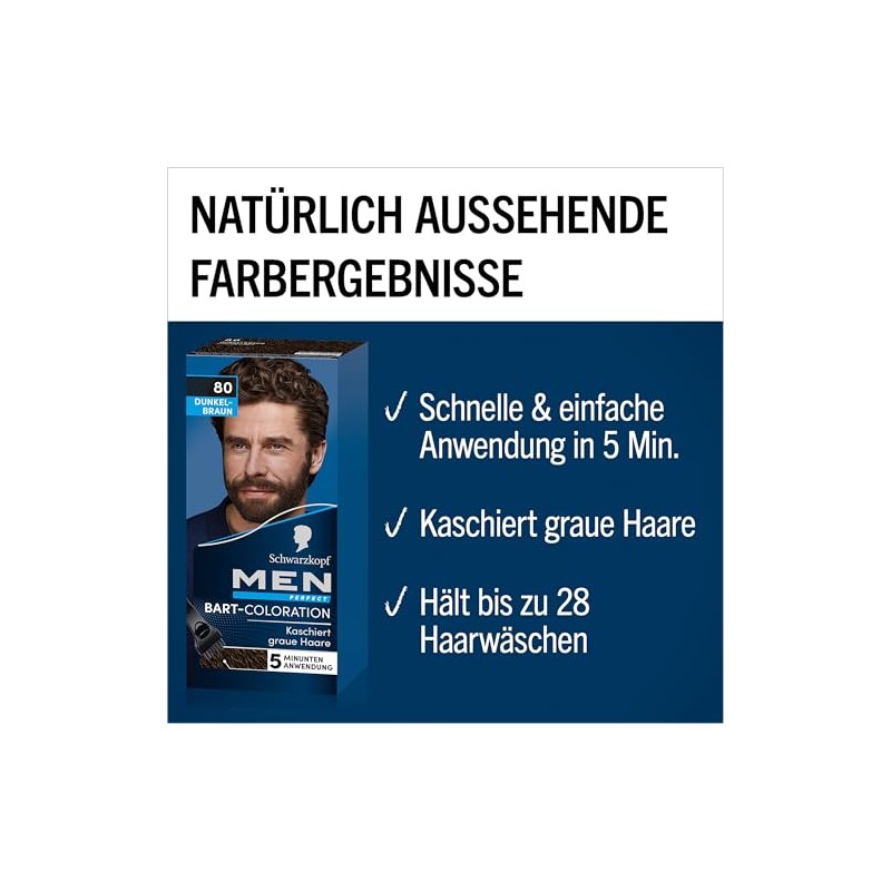 Schwarzkopf Men Perfect Beard Colouration 80 Natural Black/Brown Level 2