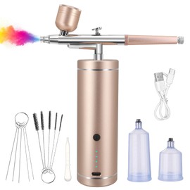 Airbrush Kit with Compressor, Upgraded Cordless Air Brush Gun with Indicator Light Display, 23PSI/25PSI/27PSI Adjustable, for Nail Art, Painting, Makeup, Skin Hydration
