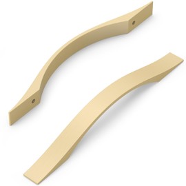 FURNIWARE Pack of 10 Cabinet Handles, Furniture Handles, Brass, 128 mm Hole Spacing, Kitchen Handles, Furniture Drawer Handles, Handles for Kitchen Cabinets, Cupboards, Drawer Handles