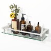 Alise Bathroom Glass Shelf with Stainless Steel Railing, Brushed Nickel