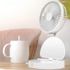 USB Desktop Fan Foldable Rechargeable Battery Makeup Mirror Function Bottom
