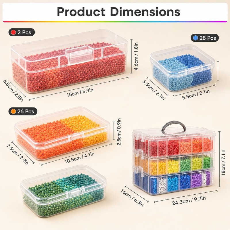 MERATIA Bead Storage Organizer, 84 Containers, 4-Tier Stackable Case