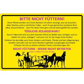 Metal Sign 20 x 30 cm Bitte Nicht füttern Horse Warning Sign Tin Sign