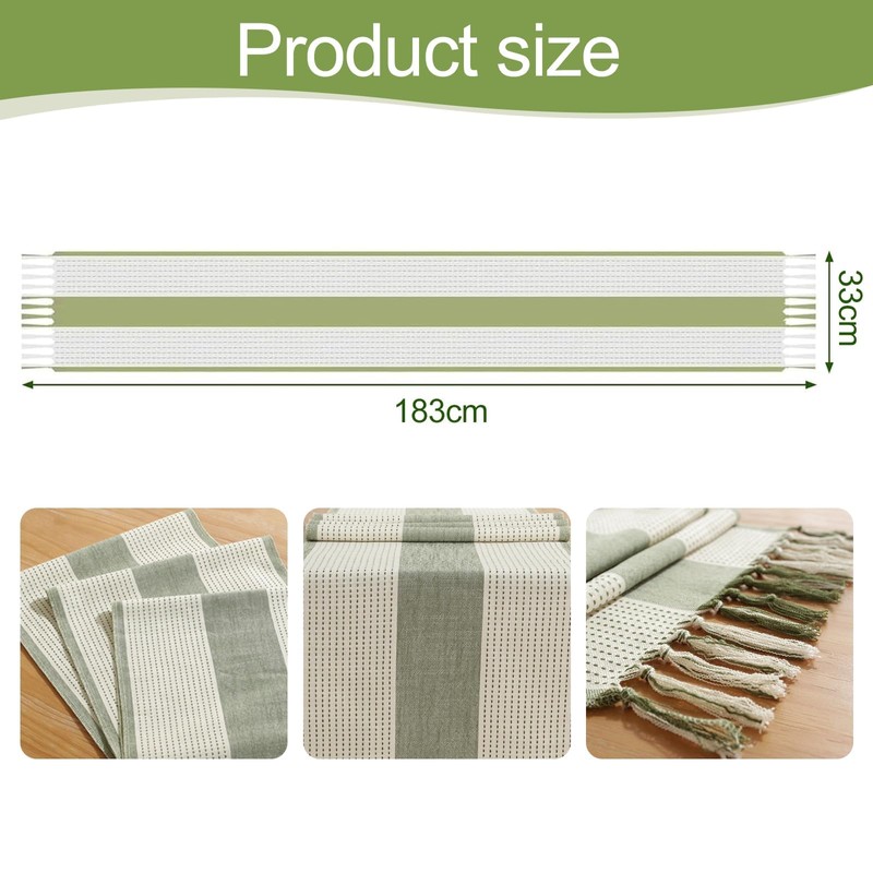 lrgnixs Table Runners with Tassels,183x33cm Cotton Linen Sage Green Table