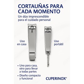 CUPERINOX Professionelles Nagelknipser-Set (2 Stück) | Pediküre Nagelknipser + mittelgroßer Nagelknipser mit Schlüsselanhänger | Edelstahl | Präzision für Hände, Füße und dicke Nägel | Set für den