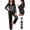 WJing Yi Jia 5Pcs XS-XXL Womens Silk Satin Pajamas Sets