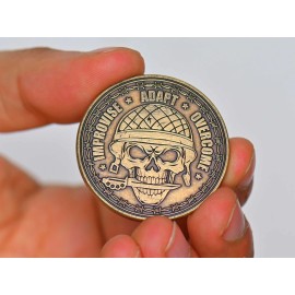 Improvise Adapt Overcome Coin | EDC Military Challenge Coin | Marine Corps - Antique Bronze Finish
