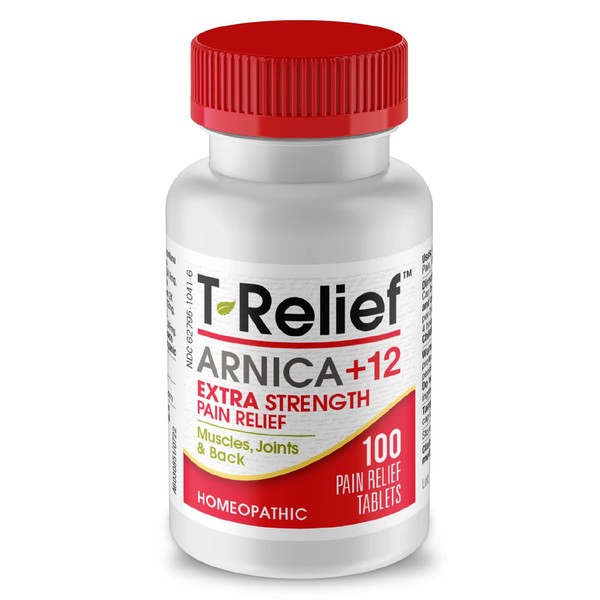 T-Relief Extra Strength Pain Relief Arnica +12 Natural Relieving Actives Help Reduce Back Pain Joint Soreness Muscle Aches & Stiffness, Whole Body Fast-Acting Relief for Women & Men - 100 Tablets