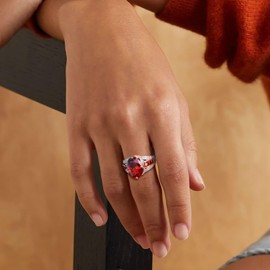 AGRULE 11.83 Carat Oval Cut Engagement Ring Sterling Silver Big Gemstone Cocktail Party Ring Garnet Ring for Men Women, Size 8