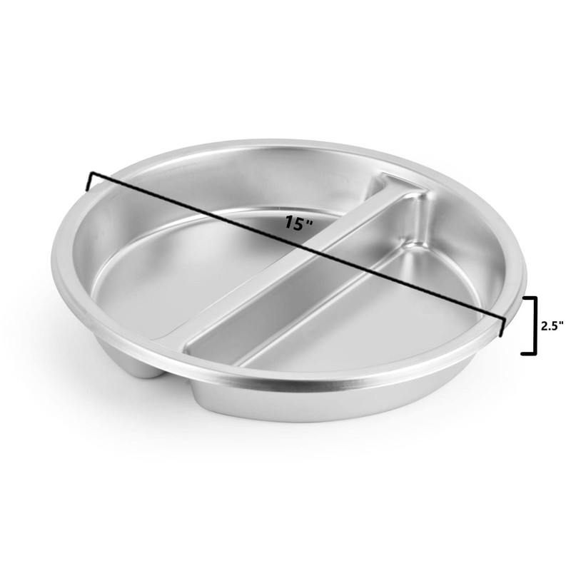 2 Pack ChefQ 2.5 Inch Deep Round Divided Food Pan