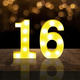 8.5" 16th 61st 19th Birthday Decorative LED Light up Numbers, 2Pcs Marquee Number Sign for Night Birthday Party Decorations Anniversary Bar LED Sign Backdrop Wall Table Centerpieces