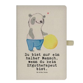 Mr. & Mrs. Panda DIN A4 Baumwoll Notizbuch Ergotherapeut Herz - Geschenk, Journal, Ausbildung, Schreibbuch, Firma, Fitness, Kladde, Kollege, Workout,