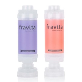 Fravita Wrapping Included Vitamin Shower Filter Set of 2 (Fresh Grapefruit & Sweet Dream Lavender), Perfect for Gifts, Easy to Install on Any Shower Head! 9 Delicious Flavors / Chlorine Removal, 99.9%