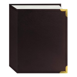 Pioneer 100 Pocket Burgundy Sewn Leatherette Cover with Brass Corner Accents Photo Album, 4 by 6-Inch