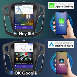 10.4 Inch IPS Touchscreen Android 12 Car Stereo for Ford Focus 2012-2018 with Wireless CarPlay & Android Auto 2+32GB Car Radio, Support GPS, WiFi 6, Bluetooth,5.4, FM, Backup Camera, SWC, Dual USB