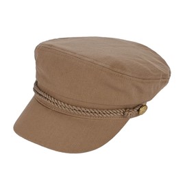 C.C® Women's Fisherman Cap – Vintage Greek Fisher Cap in Corduroy or Cotton with Braided Band – Stylish Newsboy Hat for All Seasons Brown