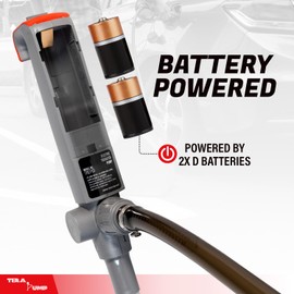 TERA PUMP 2nd Gen. Multi-Purpose Battery Powered Fuel Transfer Pump w/Newly Upgraded Durable Vinyl Hose - 2D Battery, 2.8 GPM