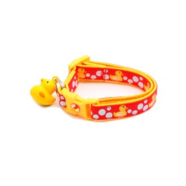 Collar de goma para gato con campana de pato, tamaño grande ajustable o collar de gatito, collar de seguridad separable (pequeño (10 libras y menos), rojo)