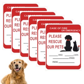 6 PCS Pet Emergency Sticker for Window, Pet Fire Rescue Sticker for Window and Car, in Case of Fires or Emergency Please Rescues Our Pets Stickers, 5x4 Inch