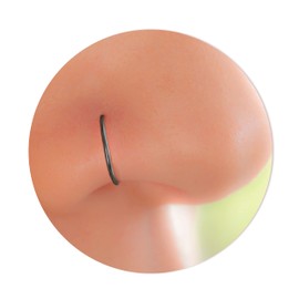 Black Nose Ring Hoop 22G - Small Nose Piercing For Women Men - 925 Sterling Silver Plain Black Nose Hoop Jewelry