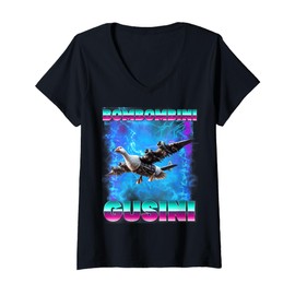 Womens Bombombini Gusini Italian Brainrot Memes Internet Meme Goose V-Neck T-Shirt