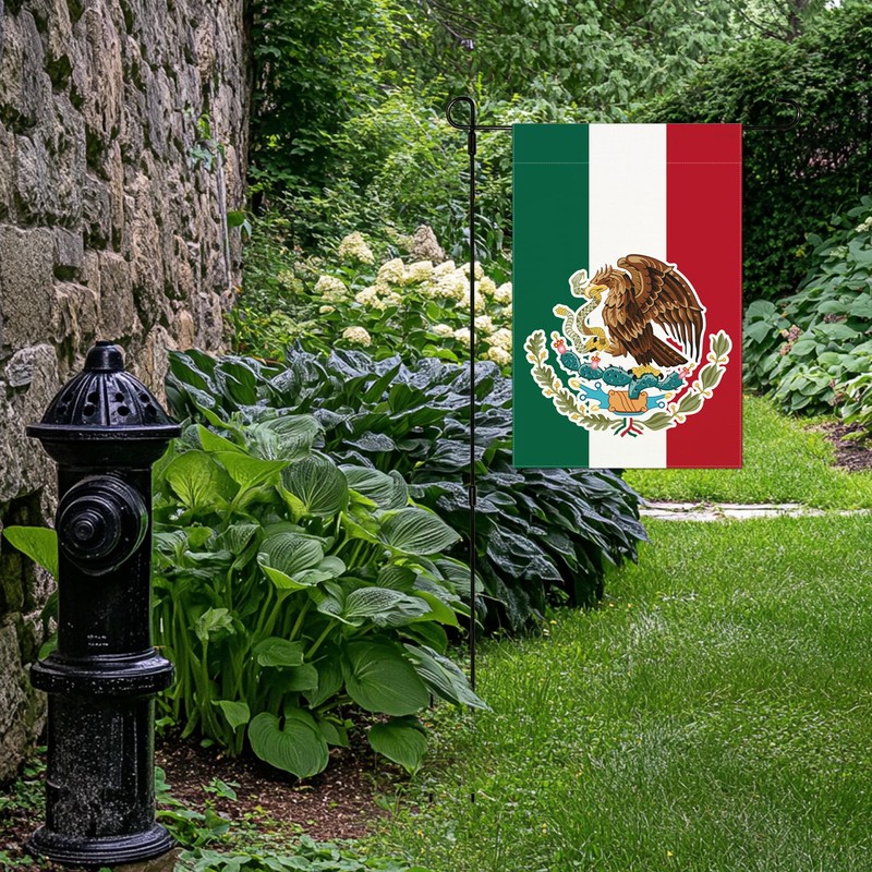 Mexico Garden Flag 12x18 Meixico Eagle Canvas Double Sided Home