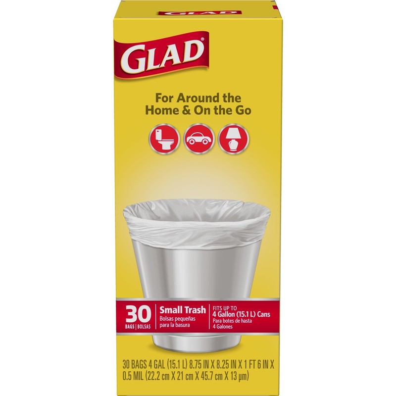 Glad Trash Bags, Small Garbage Bags - 4 Gallon White