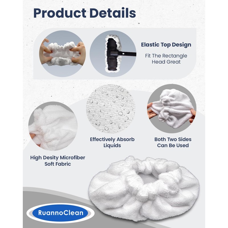 RuannoClean Steam Cleaner Accessories, Large Bonnets Rectangle Compatible with Dupray