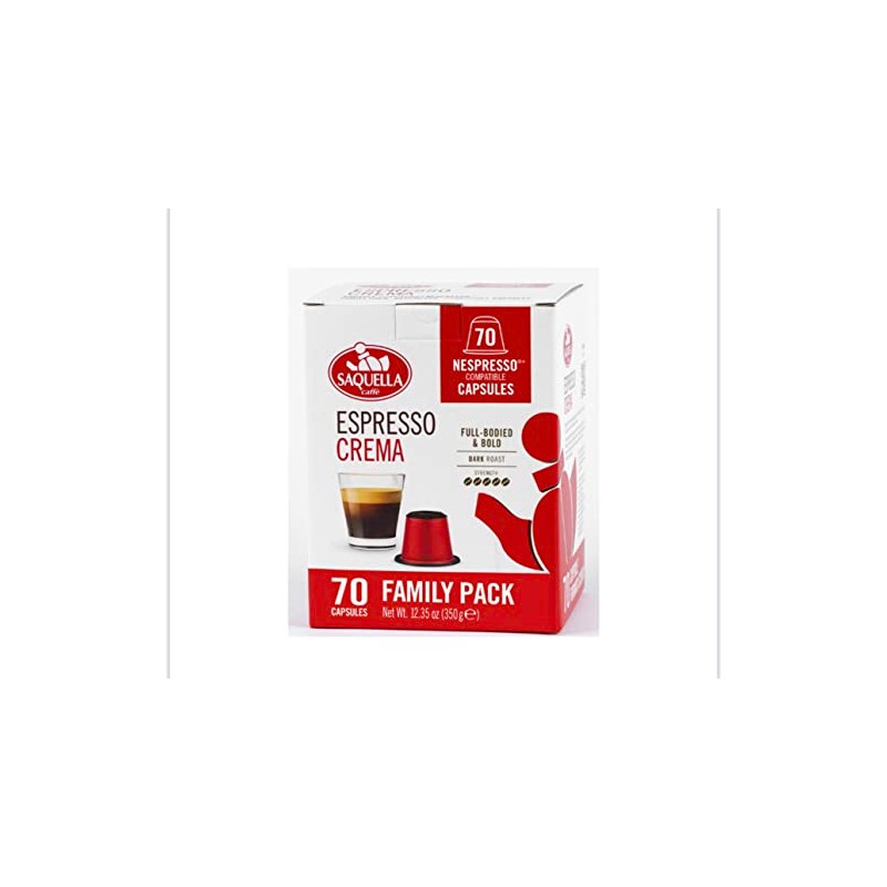 SAQUELLA ESPRESSO CREMA GUSTO 70 CAPSULE COMPATIBLE WITH NESPRESSO