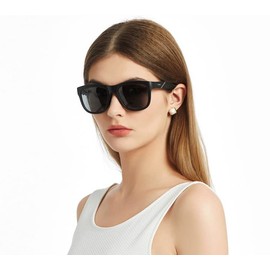 Bluetooth Smart Glasses with Built-in Speaker and Microphone IP57 Waterproof Unisex Polarized Oba-F11 Black, black