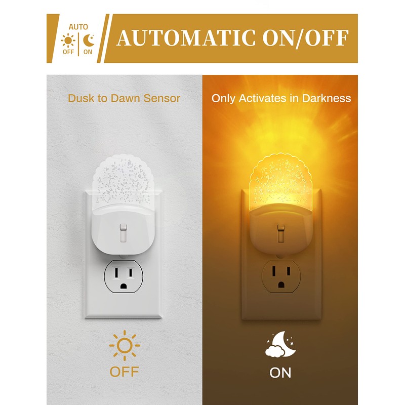 Night Lights Plug Into Wall [2 Pack], Amber Warm Night