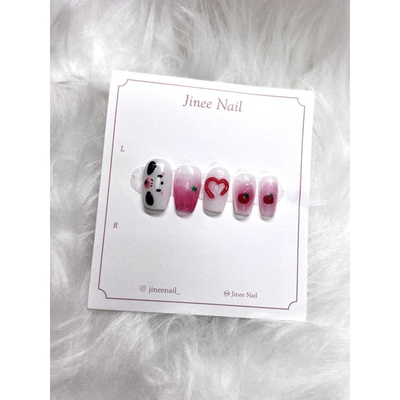 Heart Embossed Nail Tips - Coffin / 하트 엠보 네일팁
