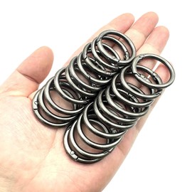 20 Pack 1 Inch Carabiner Clip, Spring O Rings Metal Alloy Purse Clip, Round Keyring Buckle Clips, Small Keychain Hook Clip for Key Bag (Black)
