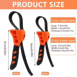 ORNAROVI 2 PCS Universal Strap Wrench Plumbing, Upgrade Adjustable Oil Filter Wrench, Large Plumbing Tools for Weak Hands, Oil Filter Tool Spanner with Rubber Belt Use as Jar Opener (Orange)