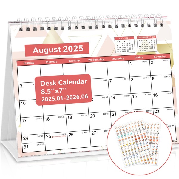 Desk Calendar 2025-2026, Jan 2025 to Jun 2026 18 Months