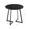 Vecelo Modern Round Dining Table Wood Grain Tabletop and Steel