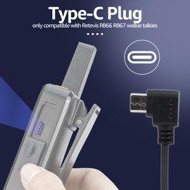 Retevis RB66 RB67 Walkie Talkie Earpiece with Mic, Type-C Plug, Only Compatible RB66 RB67 Walkie-talkies, Two Way Radio Earpiece, 1-Wire with Inline PTT, Metal Collar Clip(2 Pack)