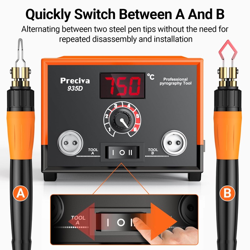 Preciva 935D Dual Pen Wood Burning Kit with Digital Display